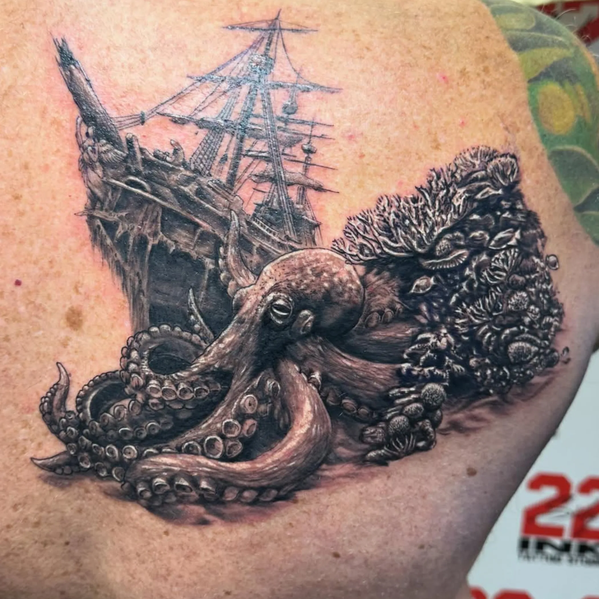 fresh colorful tattoo on skin