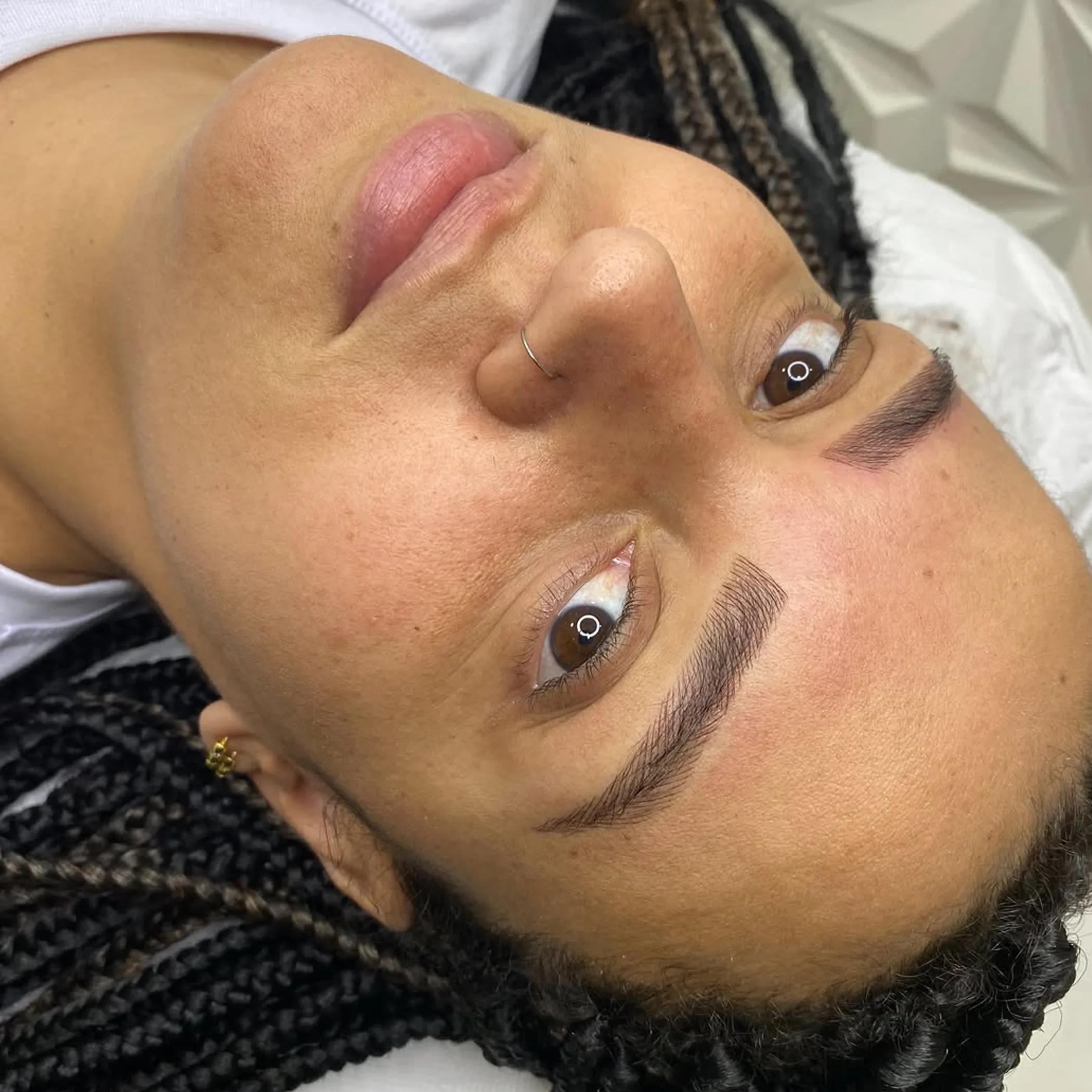 close-up of permanent eyebrow tattoo