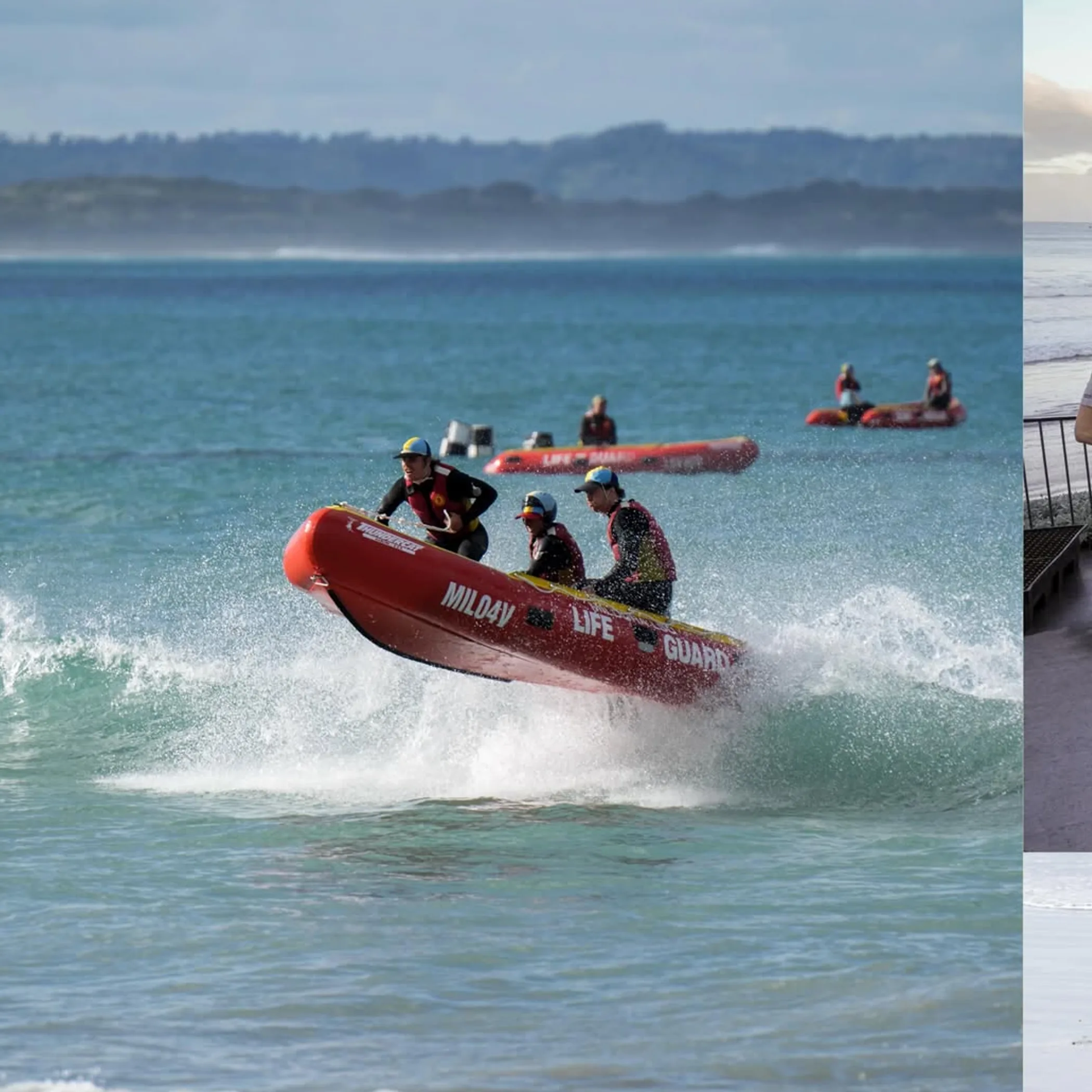 lifeguard performing lifesaving rescue in water