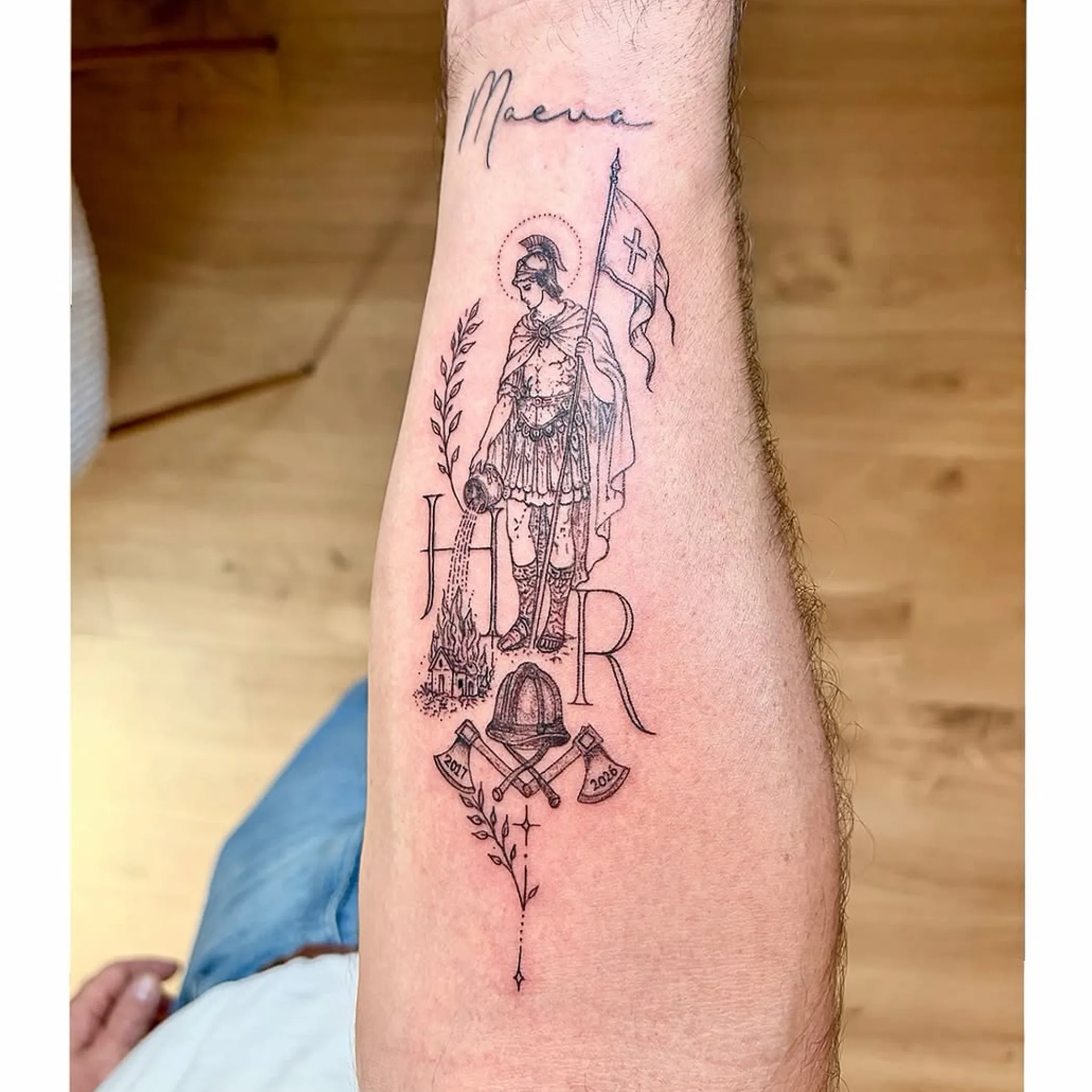 fine line tattoo on skin