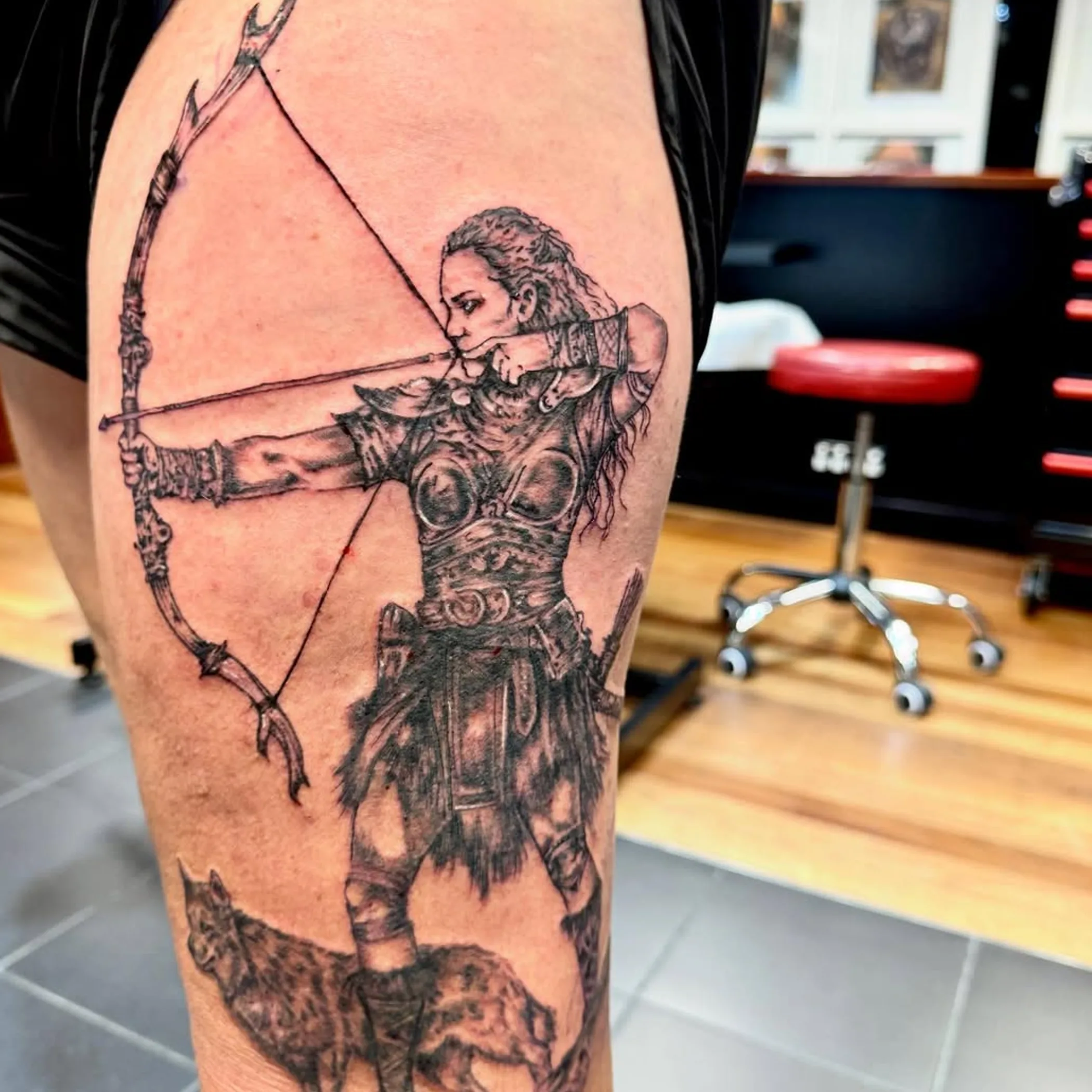 close-up of detailed tattoo design
