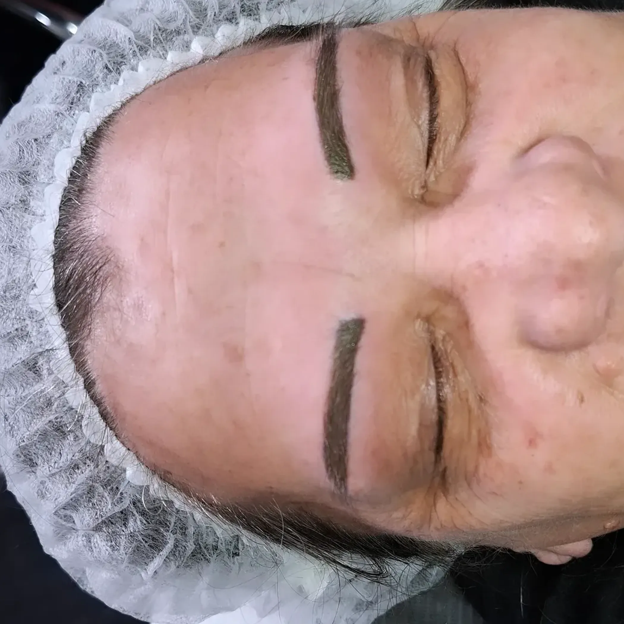 close-up of permanent eyebrow tattoo