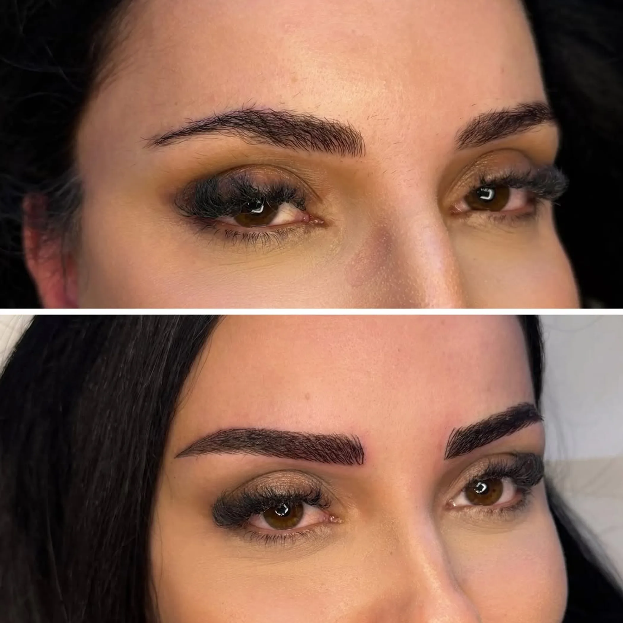 close-up of eyebrow tattoo styles
