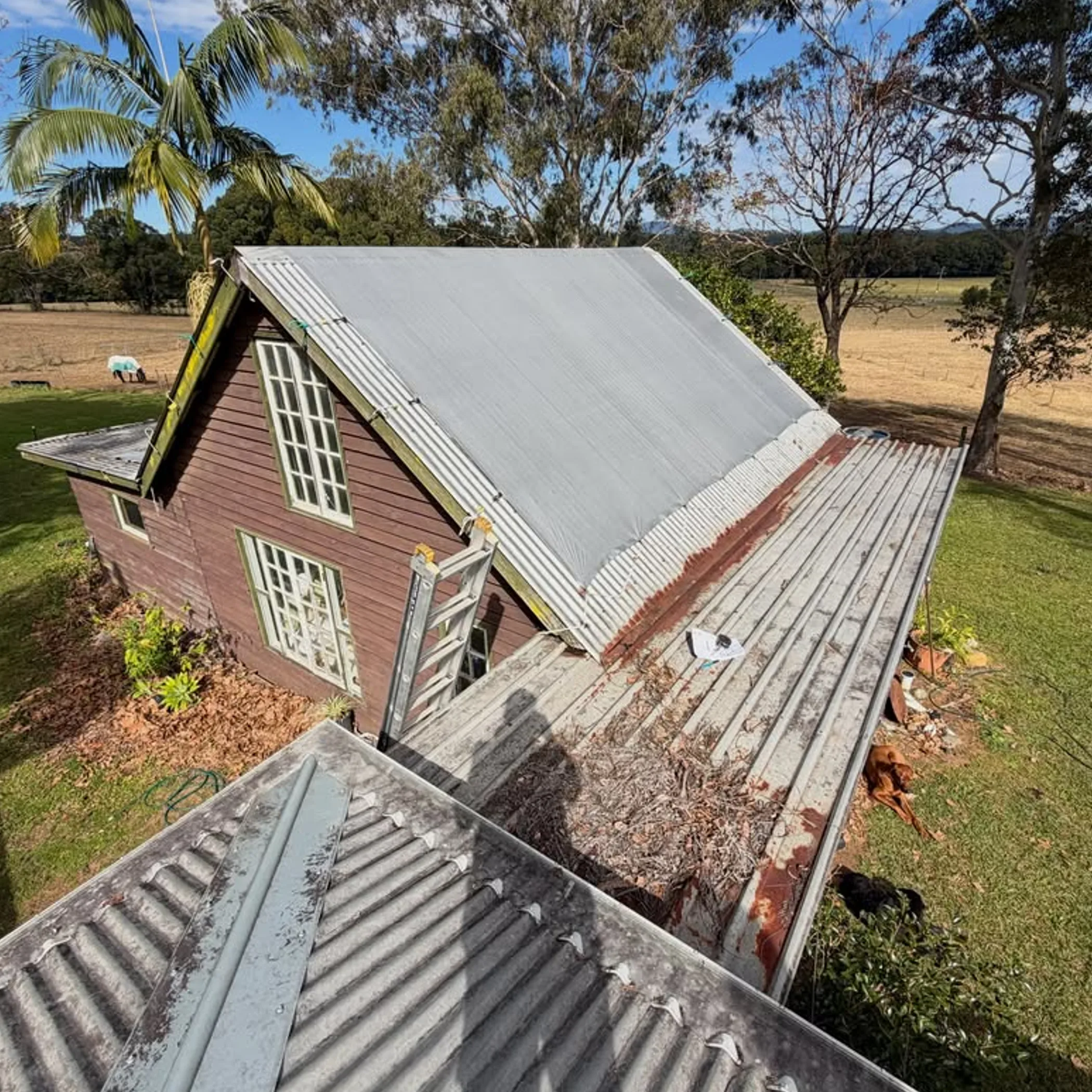corrugated metal roof reroofing project