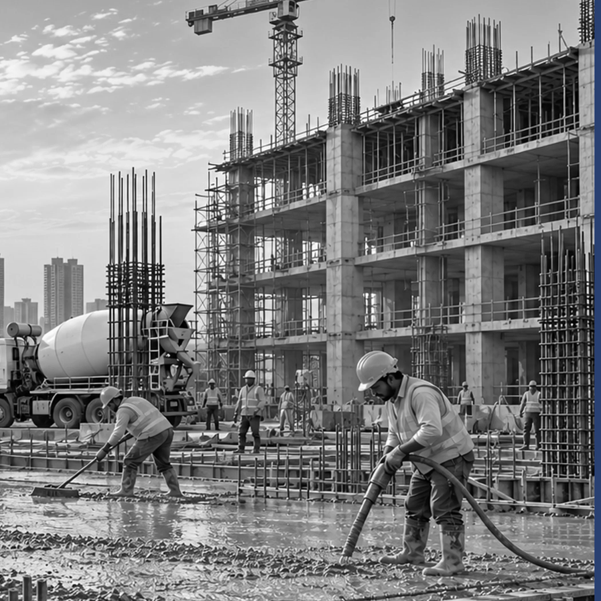 workers on high-rise construction site