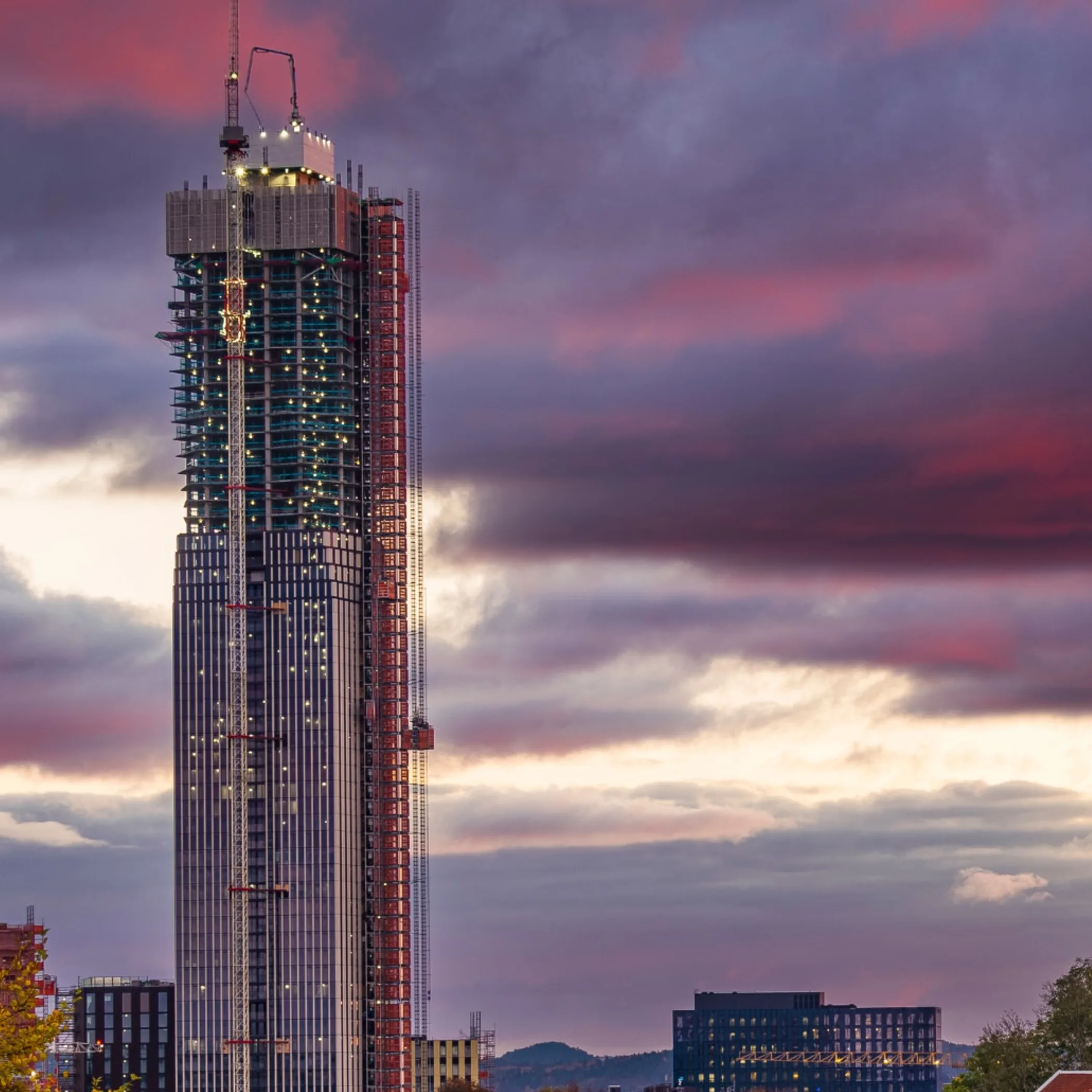high-rise construction and facade access work